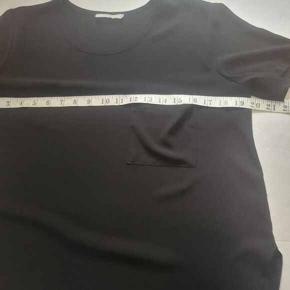 Nordstrom Lush Black Chiffon Short Sleeve Work Shirt Small - Picture 4 of 6